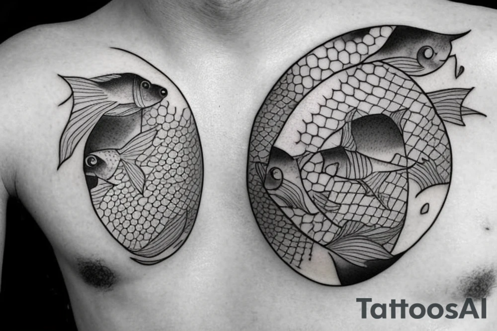 2 Beta fish swimming in a circle tattoo idea