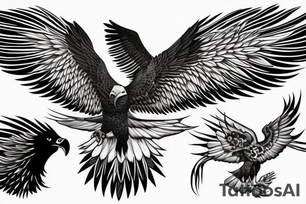 make me a tatoo of an eagle hunting for the upper side of my back tattoo idea