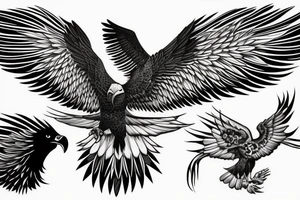 make me a tatoo of an eagle hunting for the upper side of my back tattoo idea
