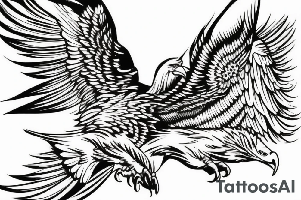 make me a tatoo of an eagle hunting for the upper side of my back tattoo idea
