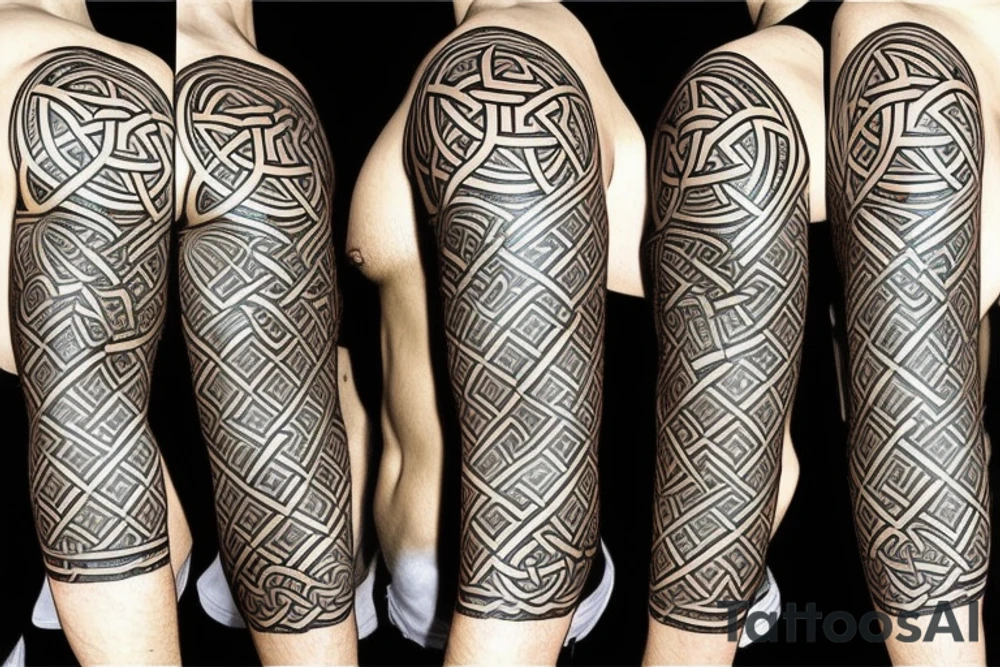 protective celtic rune sleeve tattoo idea