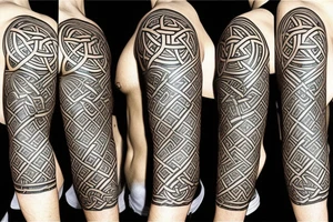 protective celtic rune sleeve tattoo idea