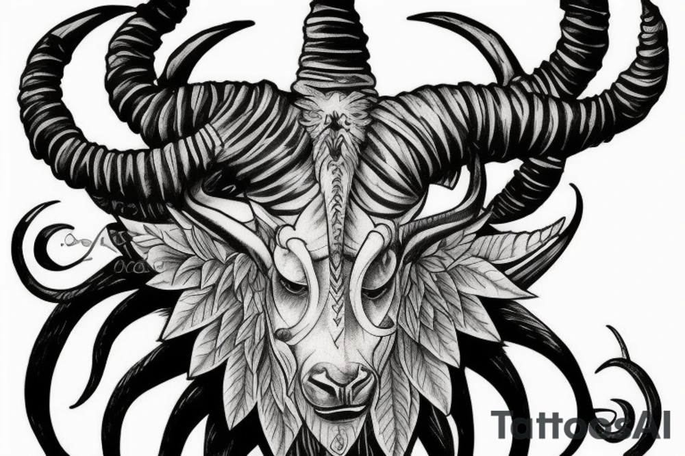Scary Capricorn head tattoo idea