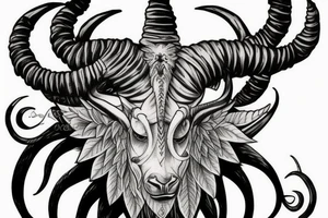 Scary Capricorn head tattoo idea