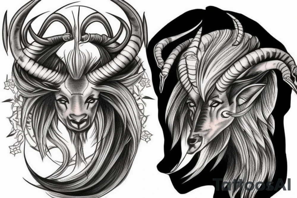 Scary Capricorn head tattoo idea