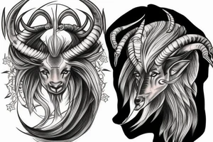 Scary Capricorn head tattoo idea