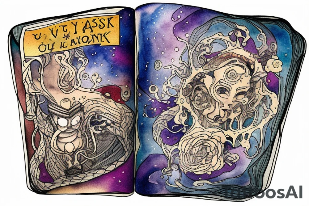 A book that is open. The universe is spilling out of it. Classic novels should be represented. tattoo idea