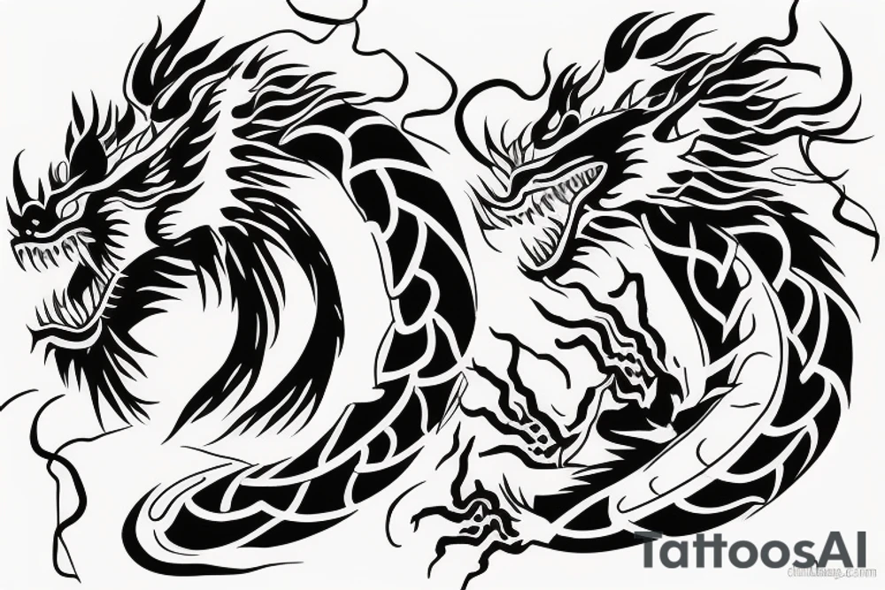 Chinese dragon with dna body chasing its tail tattoo idea