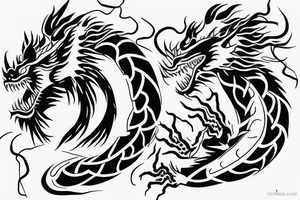 Chinese dragon with dna body chasing its tail tattoo idea