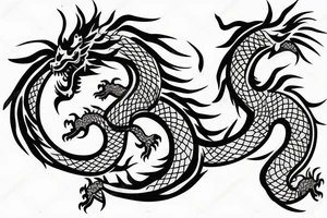 Chinese dragon with dna body chasing its tail tattoo idea
