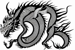 Chinese dragon with dna body chasing its tail tattoo idea