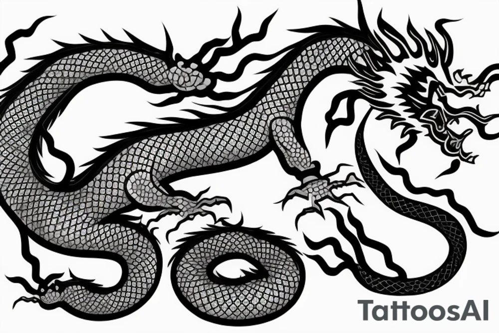 Chinese dragon with dna body chasing its tail tattoo idea