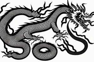 Chinese dragon with dna body chasing its tail tattoo idea