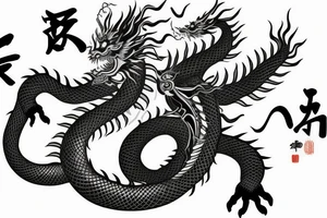 Chinese dragon with dna body chasing its tail tattoo idea