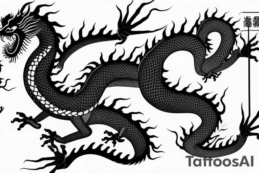 Chinese dragon with dna body chasing its tail tattoo idea