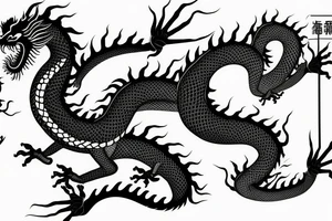 Chinese dragon with dna body chasing its tail tattoo idea