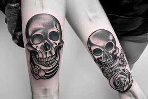 Memento mori tattoo for forearm with planets, buttercup flowers and roman numerals 21/09/1991 tattoo idea