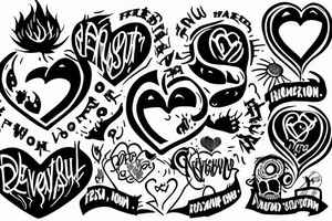 "devour your oppression" written in heart shape and looks like it is burning tattoo idea