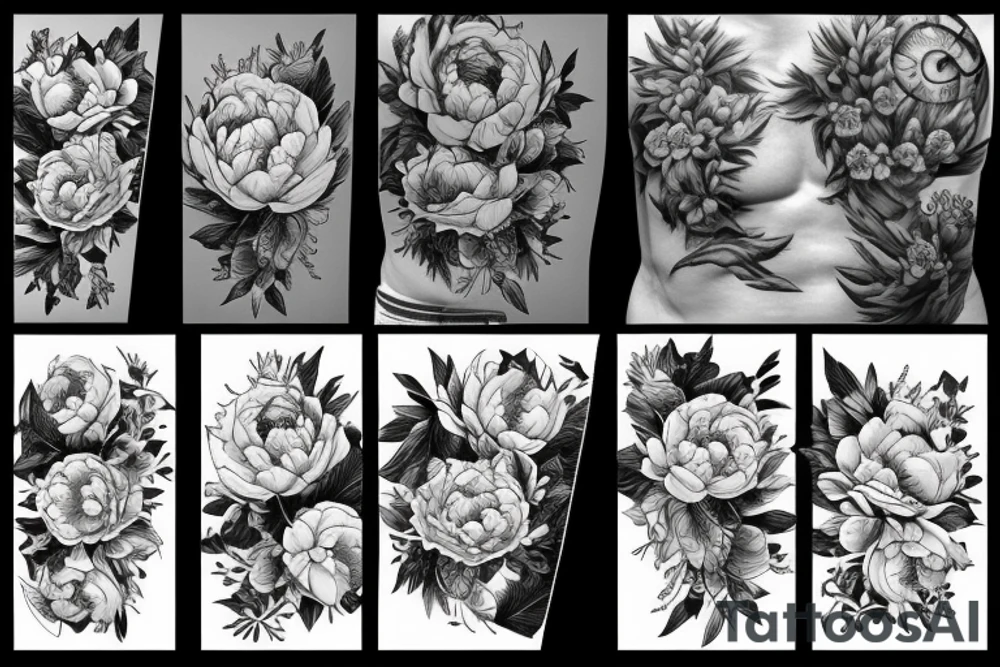 Motorcycle and peony tattoo idea