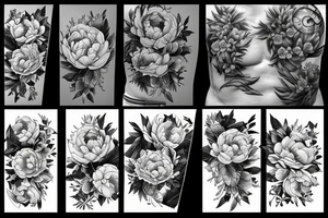 Motorcycle and peony tattoo idea