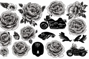 Motorcycle and peony tattoo idea