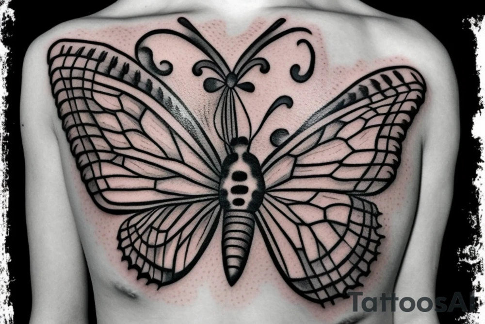 butterfly with crown tattoo idea