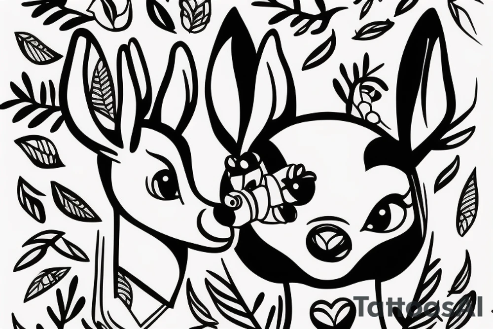 Bambi minimal tattoo for daughter tattoo idea
