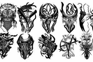 God of war style tattoo that is abstract with fine lines tattoo idea