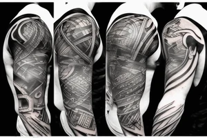 God of war style tattoo that is abstract with fine lines tattoo idea