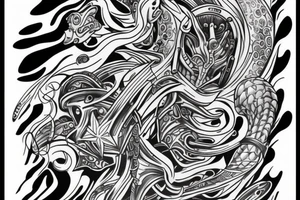 Poseidon tattoo that is abstract with fine lines tattoo idea