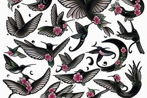 Japanese wave with hummingbird tattoo idea