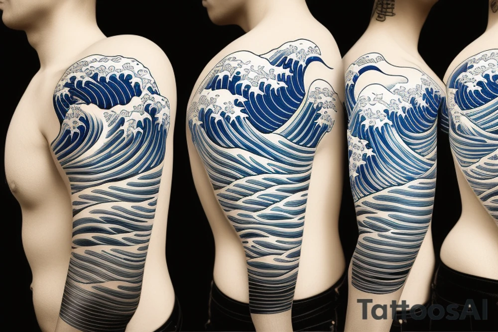 The Great Wave off Kanagawa sleeve tattoo idea