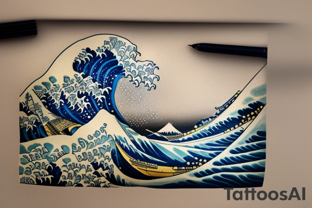 The Great Wave off Kanagawa sleeve. Hummingbird tattoo idea