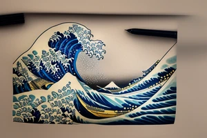 The Great Wave off Kanagawa sleeve. Hummingbird tattoo idea