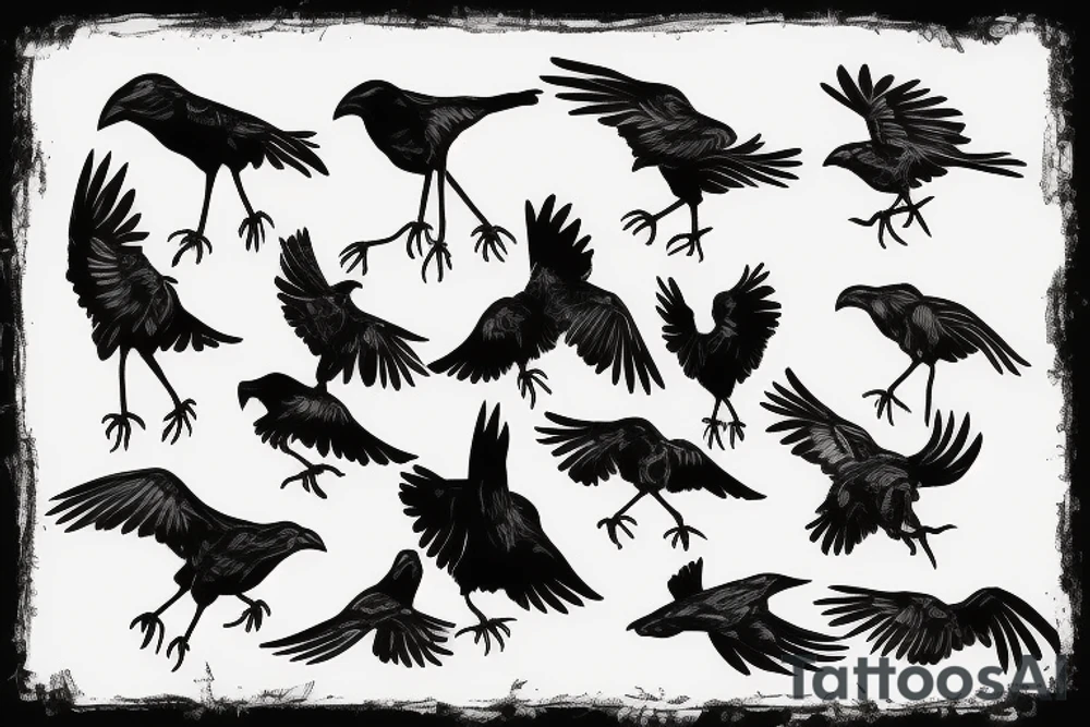 Murder of crows circling tattoo idea