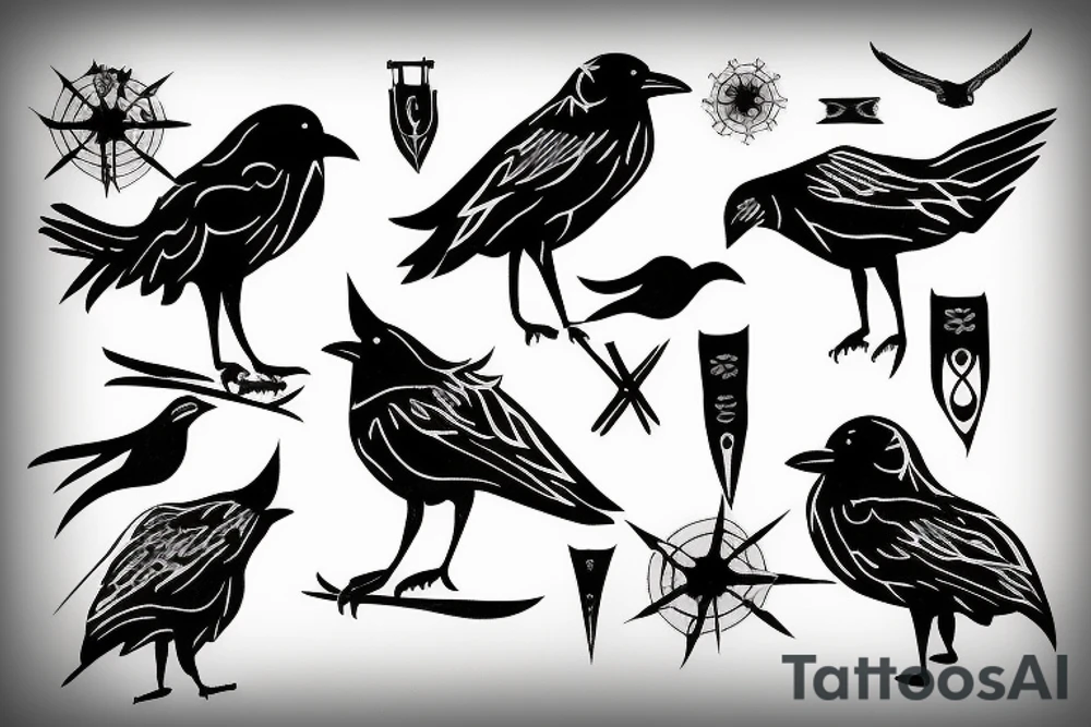 Murder of crows circling tattoo idea