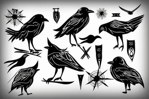 Murder of crows circling tattoo idea