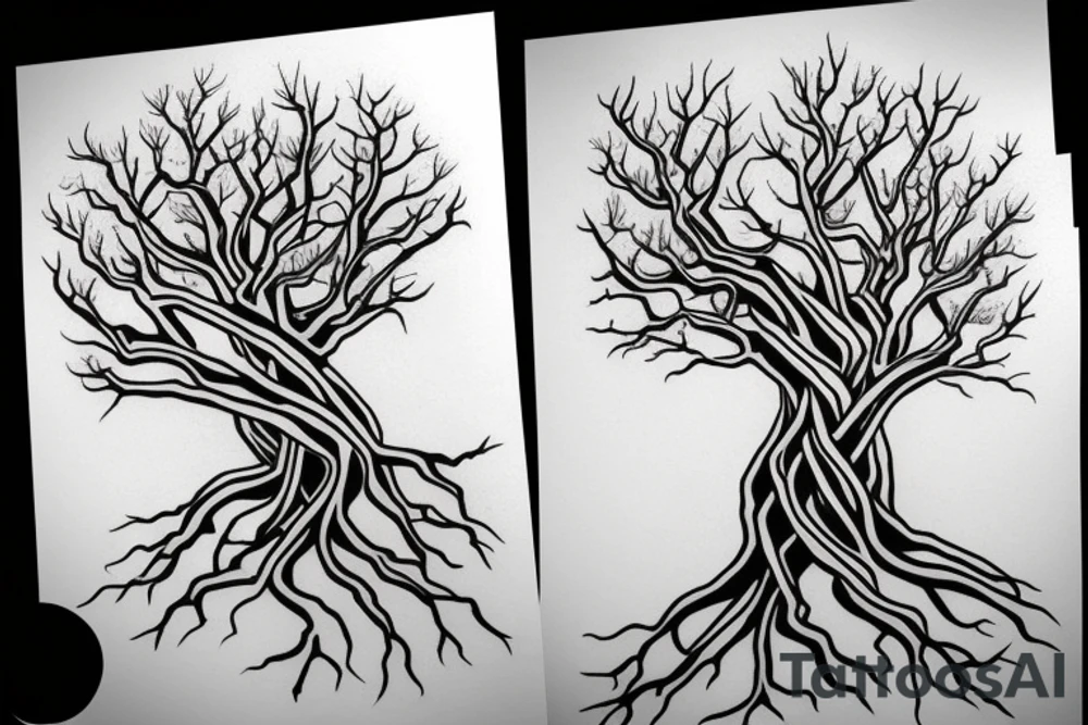Knot of tree roots tattoo idea
