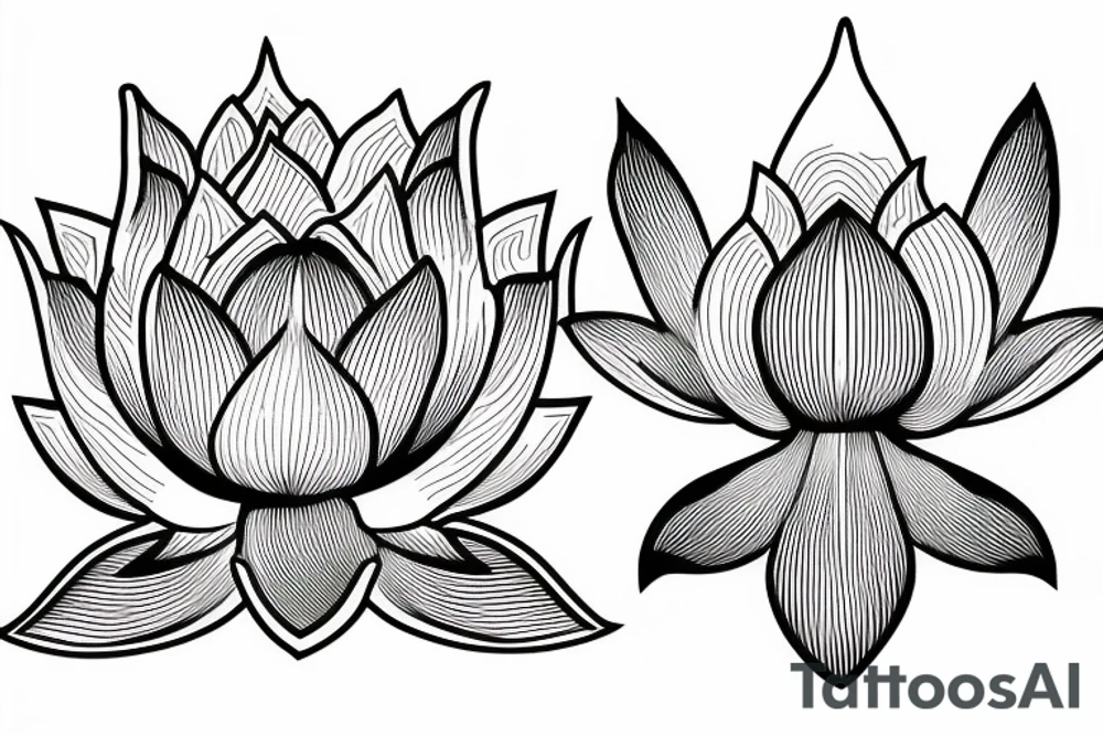 Black lines lotus flower tattoo idea