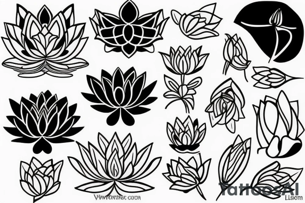 Black lines lotus flower tattoo idea