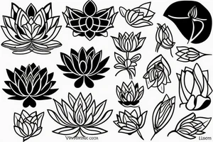 Black lines lotus flower tattoo idea