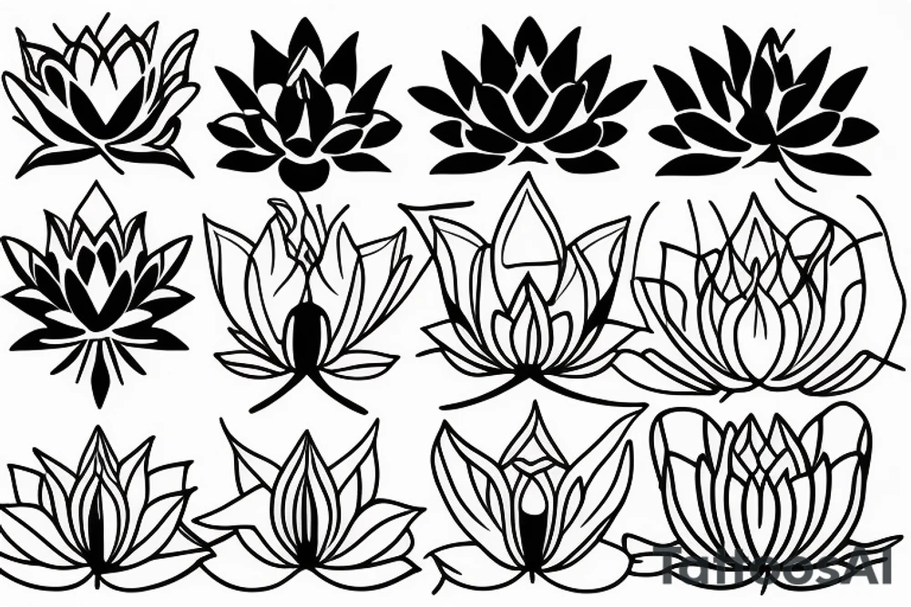 Black lines lotus flower tattoo idea