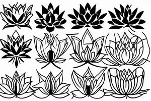 Black lines lotus flower tattoo idea