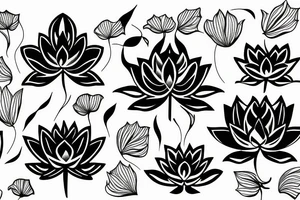 Black lines lotus flower tattoo idea