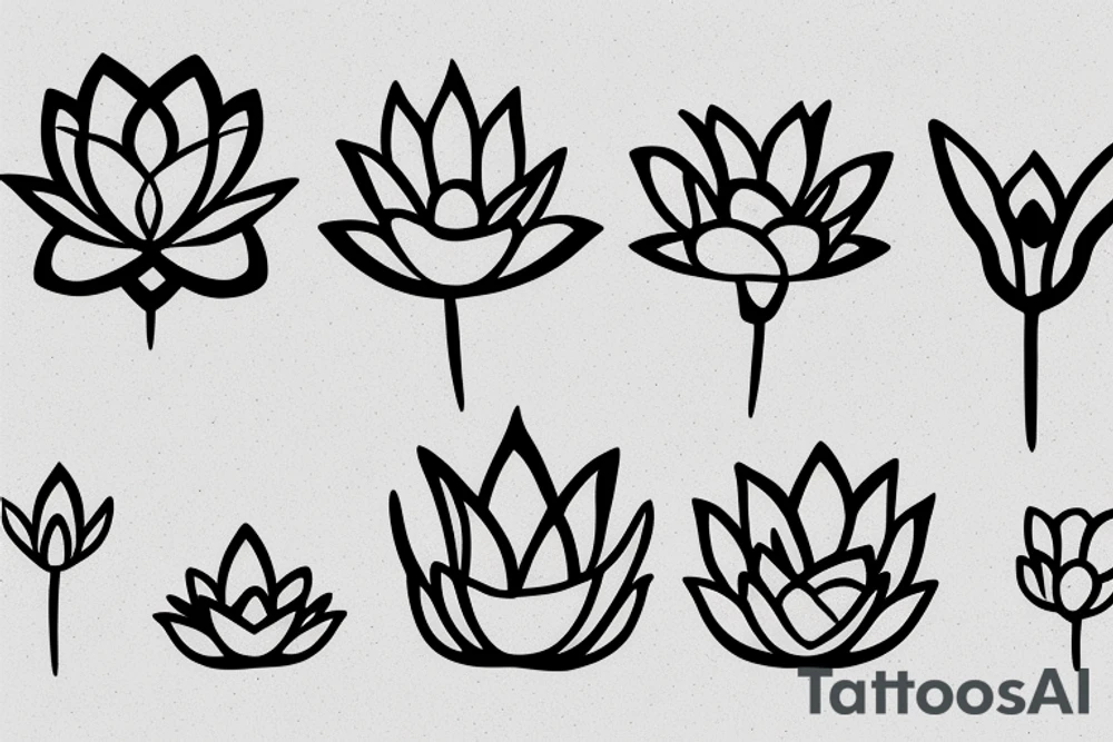 Black lines lotus flower, simple tattoo idea