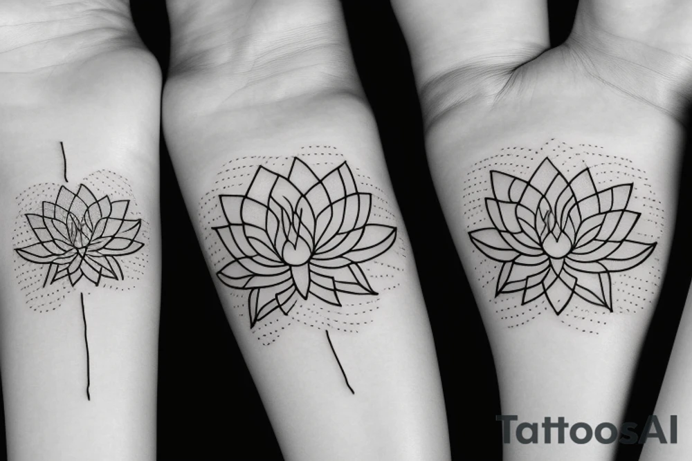 Black lines lotus flower, simple tattoo idea