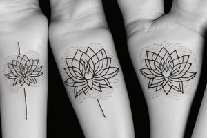 Black lines lotus flower, simple tattoo idea