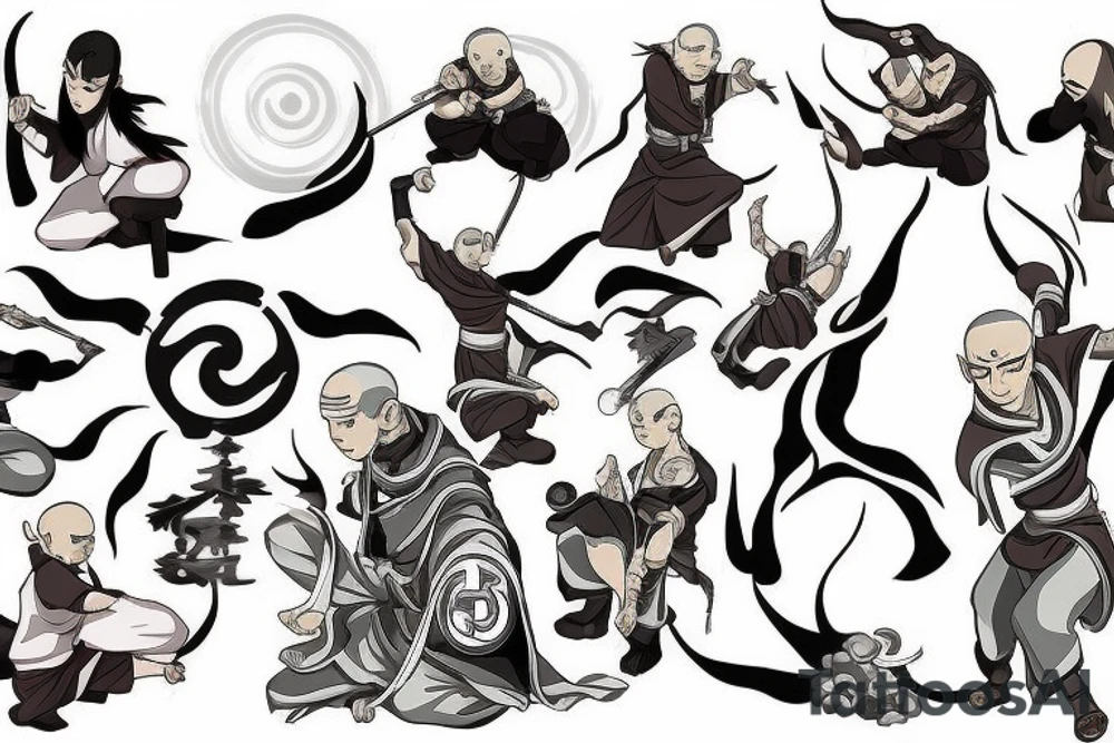 AVATAR the last air bender, bending all the 4 elements tattoo idea