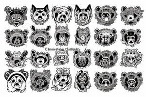 Dog, bear, dragon, religion, owl tattoo idea