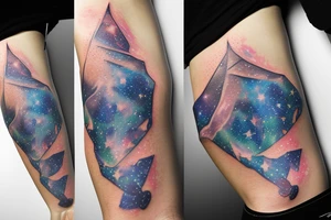 Atlas on one knee, holding up a galaxy of stars tattoo idea